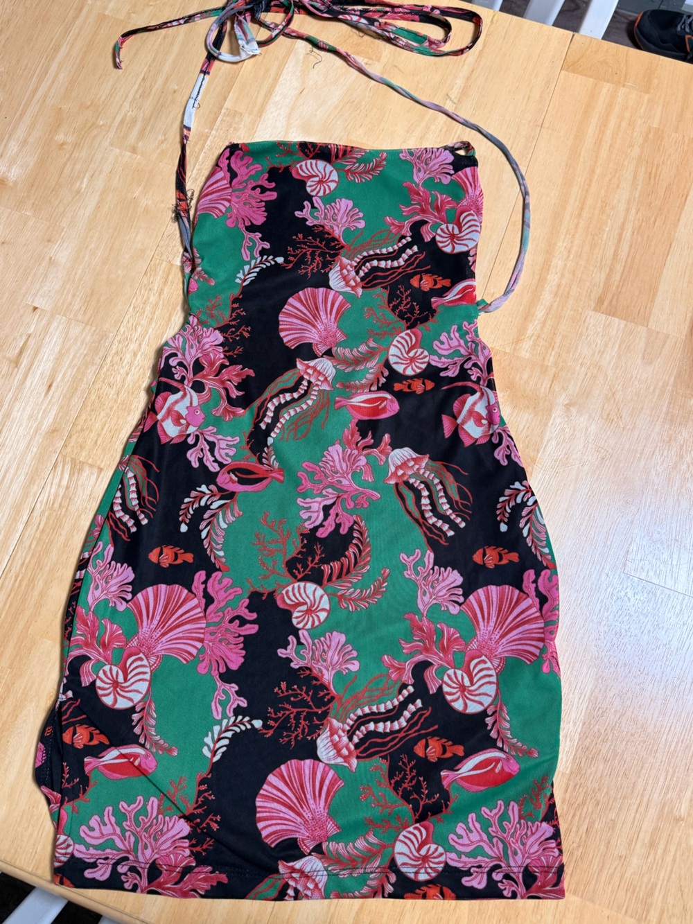 SHEIN Green & Pink Sea Life Print One-Piece